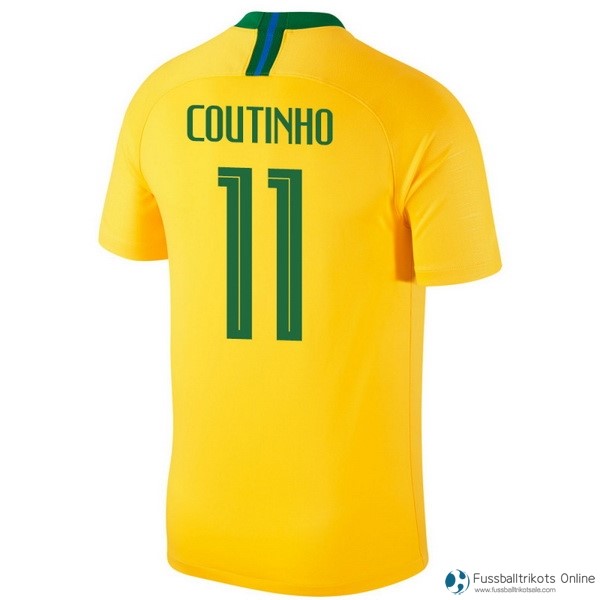Brasilien Trikot Heim Coutinho 2018 Gelb Fussballtrikots Günstig
